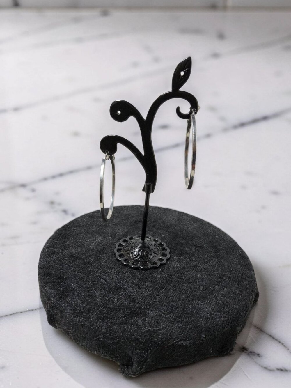 vintage silver tone clip back post loop earrings
